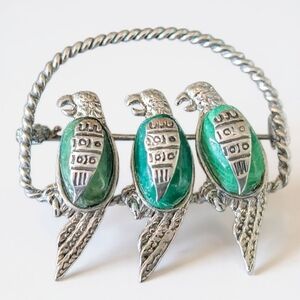 Vintage Mexican Sterling Silver Parrot Brooch
